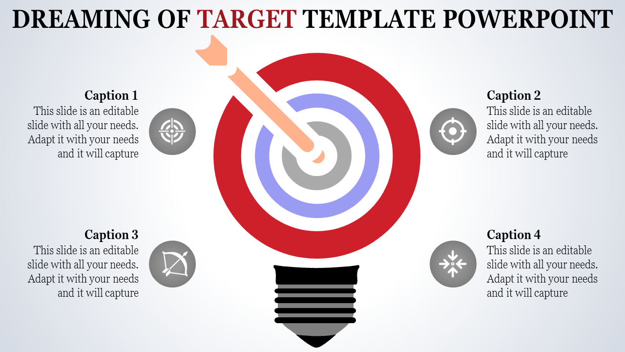Free - Best Target Template PowerPoint Slide Design-Four Node